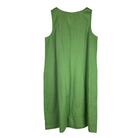 J. Jill Sleeveless Green Linen Dress size Medium - Picture 2 of 6
